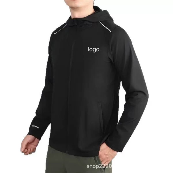 Brand-name wholesale of men's jackets, windproof spring/autumn sportswear, quick-drying outdoor hooded jackets, direct supply to the Middle East