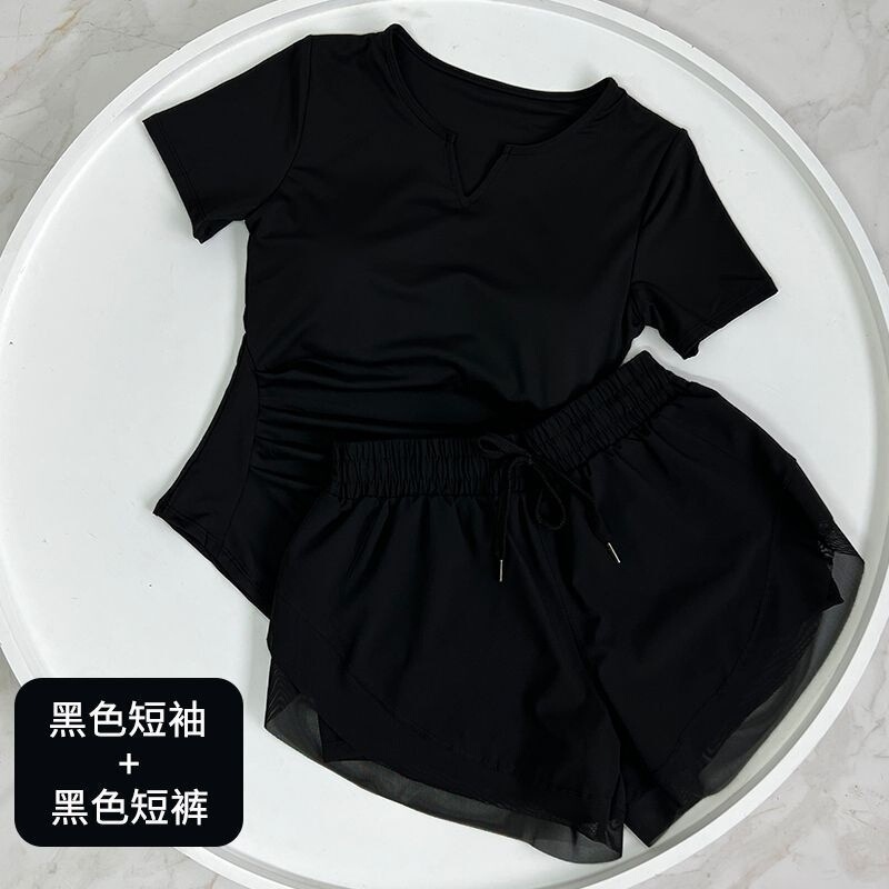 套装瑜伽训练健身女夏季速干短袖短裤裤晨跑步运动专业吸汗瑜伽服|undefined