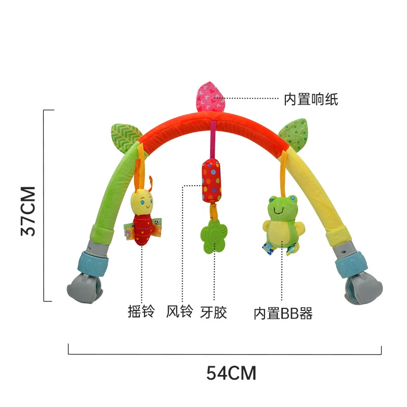 Stroller Mobile Rainbow Music Toy, Multi-Color Animal Hanging Toys with Clips, 0.25 kg