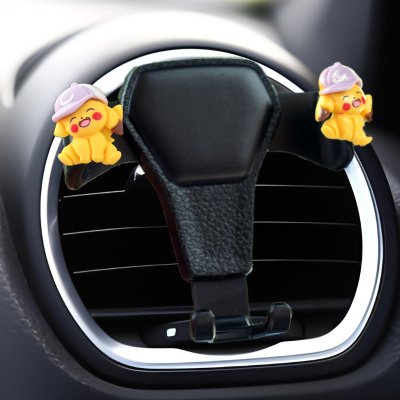 Nuevos adornos de coche de resina Pikachu, adornos de pantalla de navegación de consola central de coche de dibujos animados, adornos de movimiento de cabeza