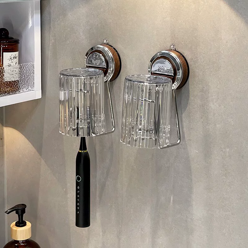 Стойка для зубной щетки из нержавеющей стали Настенная стойка для мойки без перфорации в ванной комнате