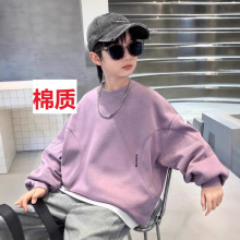 2025新秋款儿童秋季棉质卫衣拼接百搭韩版洋气男女卫衣童装批发