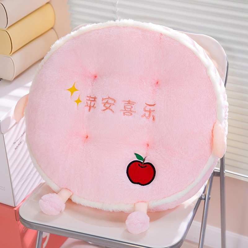 Círculos animados de seda de cabello de conejo espeso asiento cojín de cojín