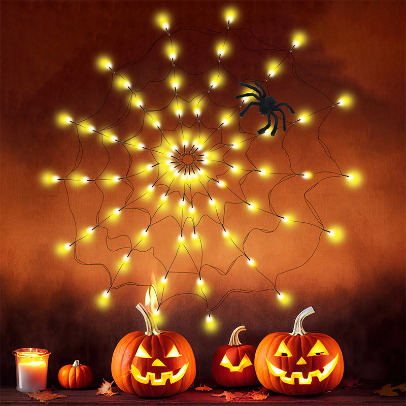 Halloween luminous spider web lights led festival lights string ghost festival horror wall atmosphere layout remote control lights cross border Halloween luminous spider web lights led festival lights string ghost festival horror wall atmosphere layout remote control lights cross border