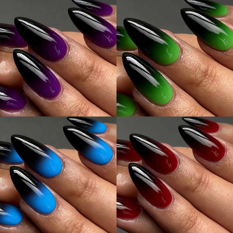 Cross-Border Hot-Selling Red, Purple, Blue, Green, Black Gradient Wearable Nails, Fashionable Sweet and Cool Gradient Fake Nails That Enhance Complexion Cross-Border Hot-Selling Red, Purple, Blue, Green, Black Gradient Wearable Nails, Fashionable Sweet and Cool Gradient Fake Nails That Enhance Complexion
