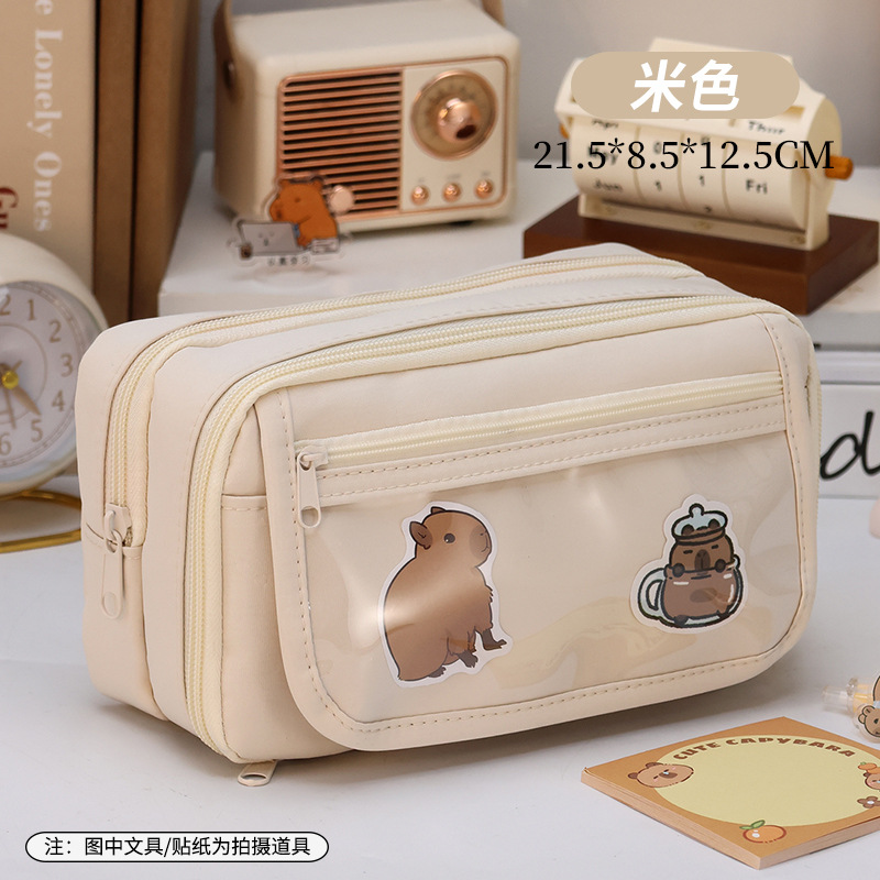 Nueva bolsa de papelería ins caja de lápices de almacenamiento de la escuela secundaria de gran capacidad versión coreana de la bolsa de lápices simple y transparente de alto valor multicapa