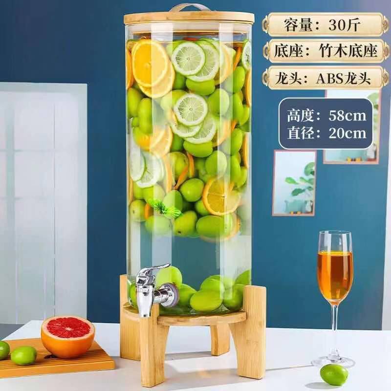 hervidor de agua fría con grifo hervidor de agua fría vidrio resistente a altas temperaturas bebida de gran capacidad barril de jugo de fruta barril de licor de limonada barril de fermentación