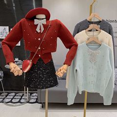 韓国版の気質の優しい風重工のビーズの蝶結びのデザイン感があります。