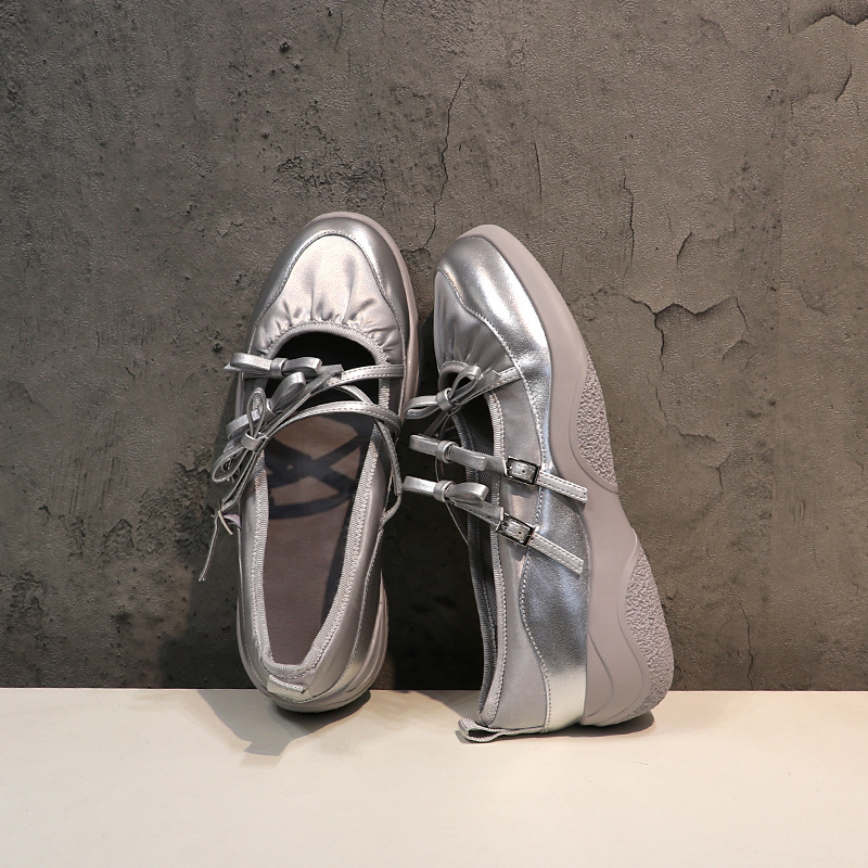 Dam mary jane ballerinas med rosett och dold klack_voghion.com