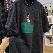 外贸剪标~专柜尾货清仓韩国东大门卡通字母短袖女设计感小众t恤潮