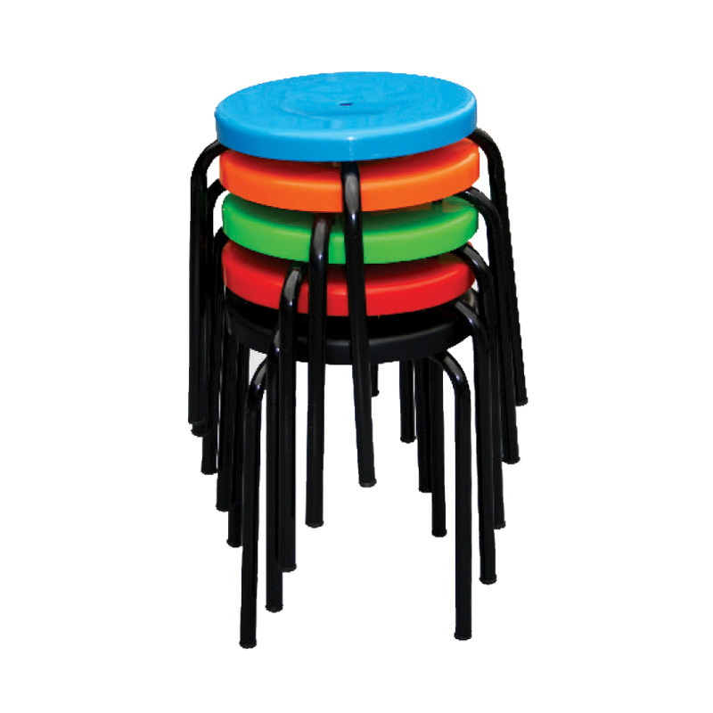 5#圆形铁脚塑钢椅防静电椅子工厂流水线工作凳加固四脚凳塑料圆凳