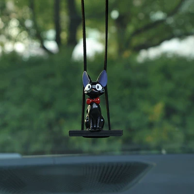 Ornaments with a High-End Feel, Car ornaments - swing-model-little-black-cat-with-red-bow-tie