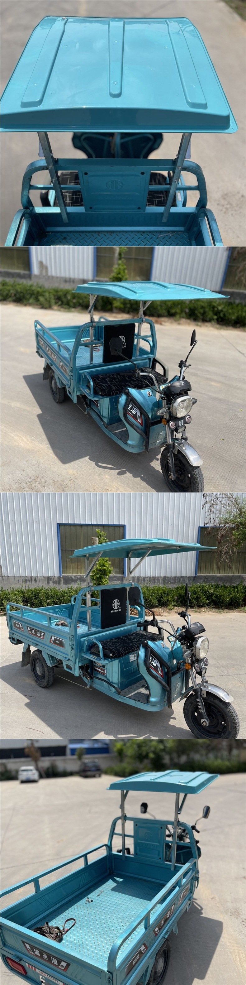 Electric tricycle thickened square tube sunshade canopy, front cabin for courier delivery, rain canopy