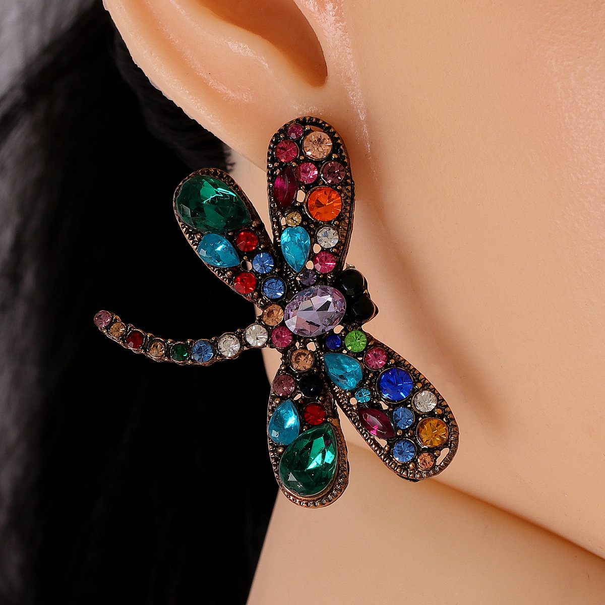Fashion Dragonfly Colorful Diamond Earrings display picture 2