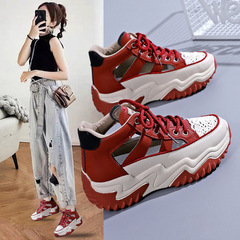2023 new summer style ins trendy hollow white shoes for women Korean style student casual shoes thick-soled platform shoes 306