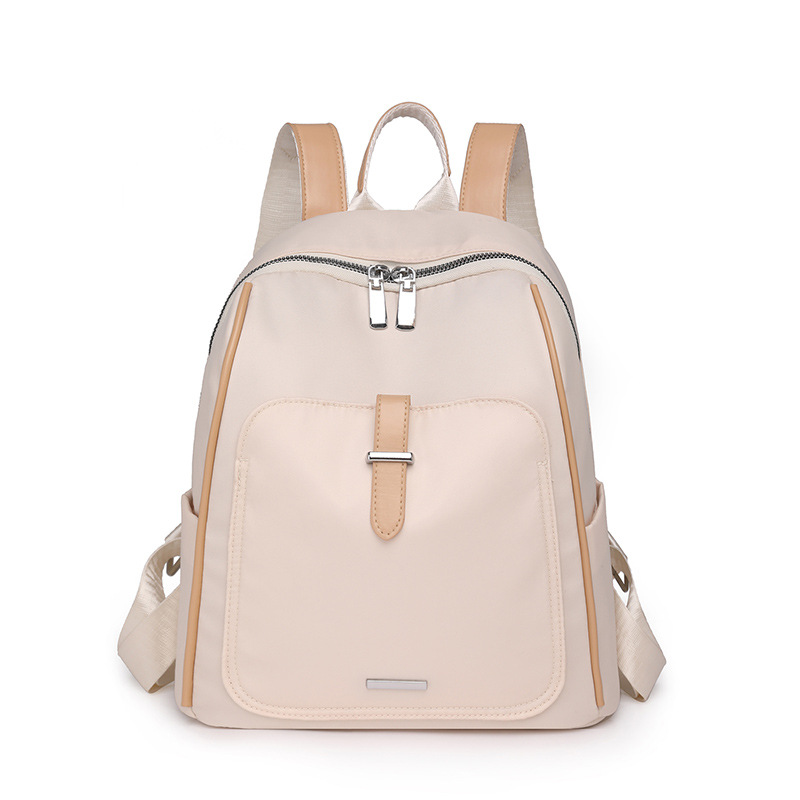 Mochila de nailon para mujer 2024 nuevo estilo casual mochila escolar de color sólido moda color de contraste ligero y versátil mochila de viaje de viaje