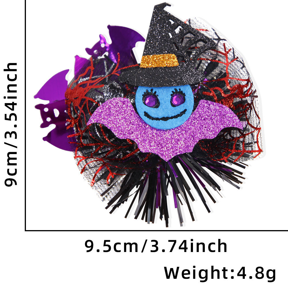 Nuevo Halloween bruja sombrero clip para el cabello para adultos niños fantasmas fiesta decoración tocado murciélago calabaza tarjeta de cabello de malla