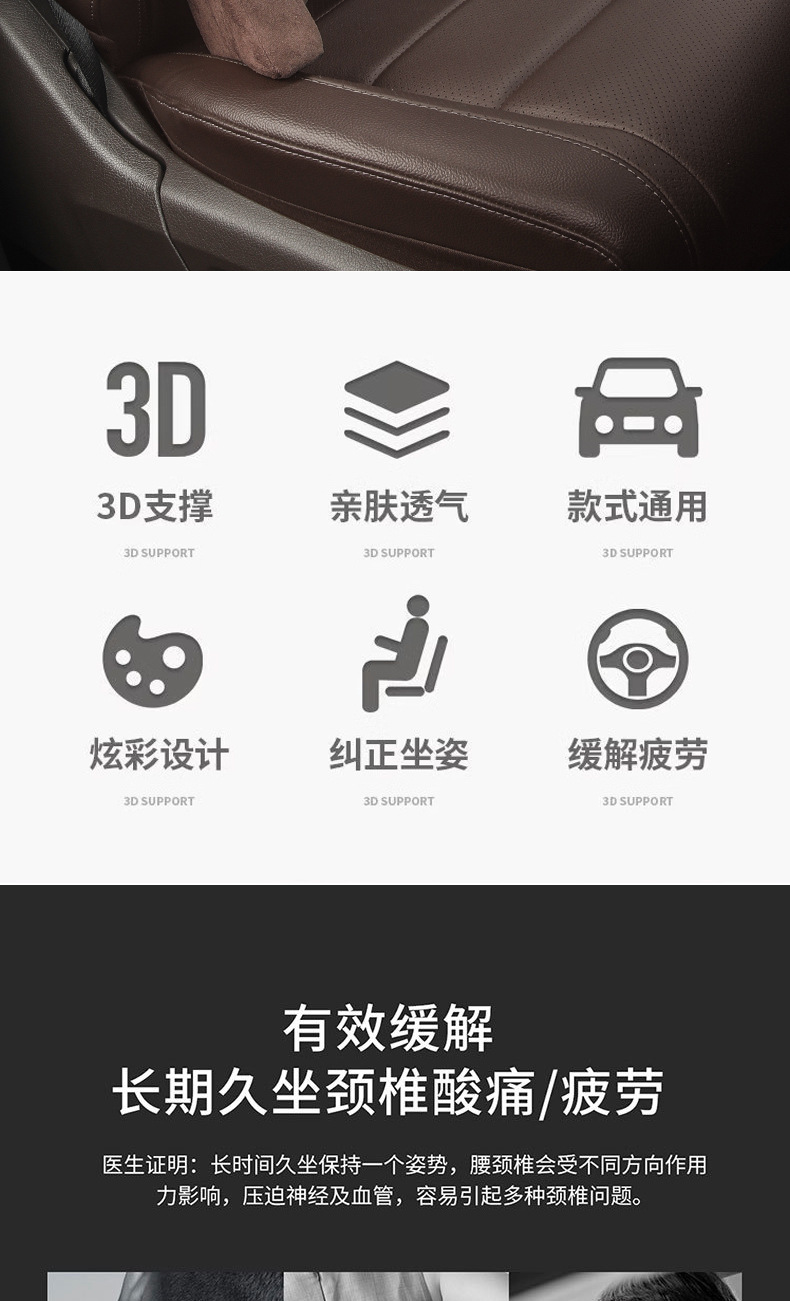 Car Headrest Neck Pillow Memory Foam Pillow Car Supplies Seat Cervical Pillow Car Lumbar Pair for Car
