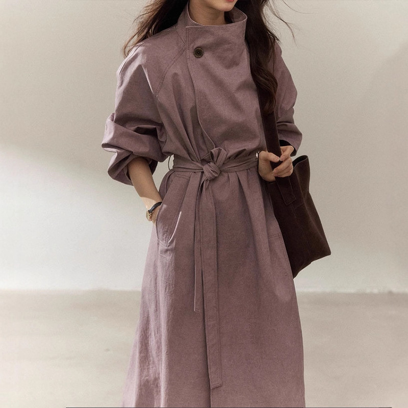 [Zifu] Intellectual Style Purple High-End Windbreaker Jacket for Women Autumn Fried Color Normcore Outwear