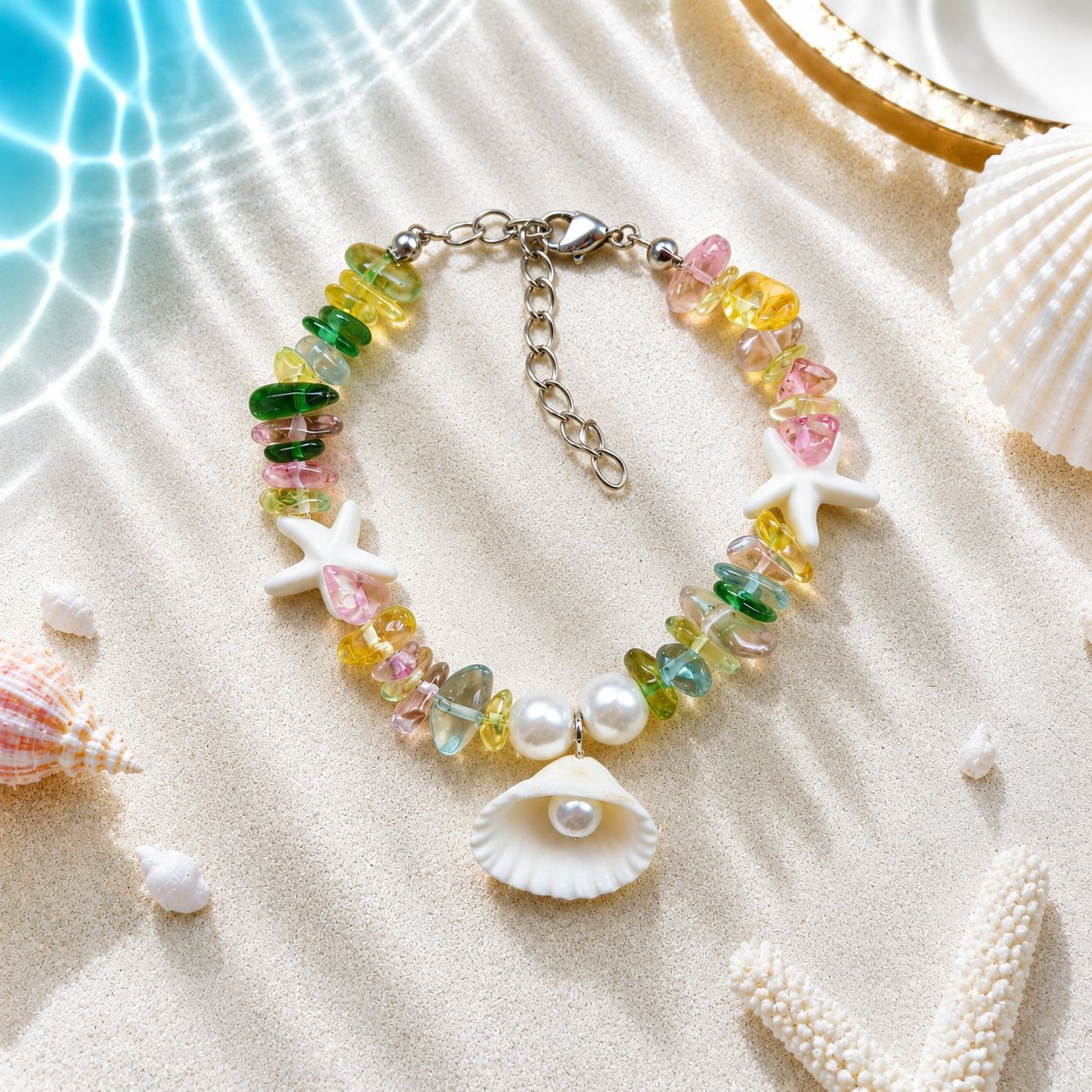 Concha natural, estrella de mar, caracola, pulsera tejida a mano, estilo oceánico, vacaciones en la playa, joyería de nicho para mujer, verano image 15