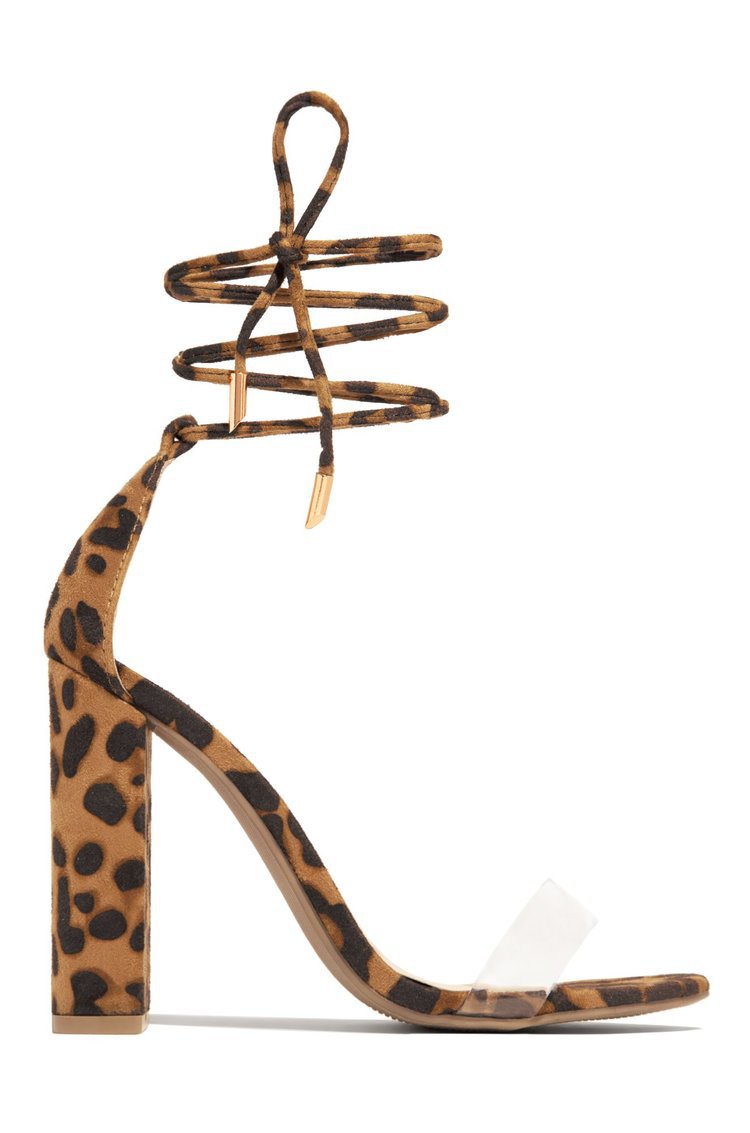 one-word buckle leopard print thick high-heeled sandals NSYBJ124592