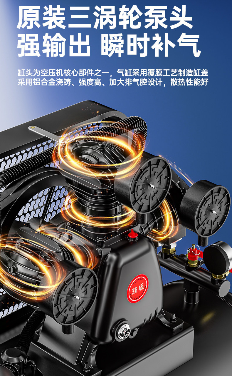 Air compressor industrial grade large 380V high pressure air pump small 220V spray paint air pump auto repair air compressor