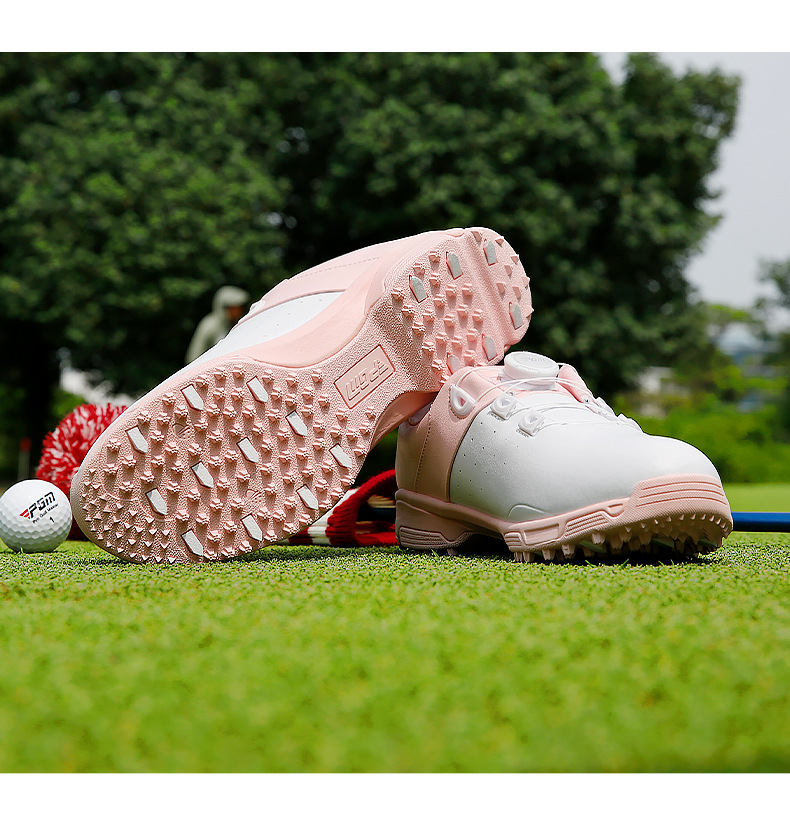 Giày golf nữ PGM chống nước dây buộc núm đế đàn hồi cao — XZ298-Trắng hồng chi tiết 9