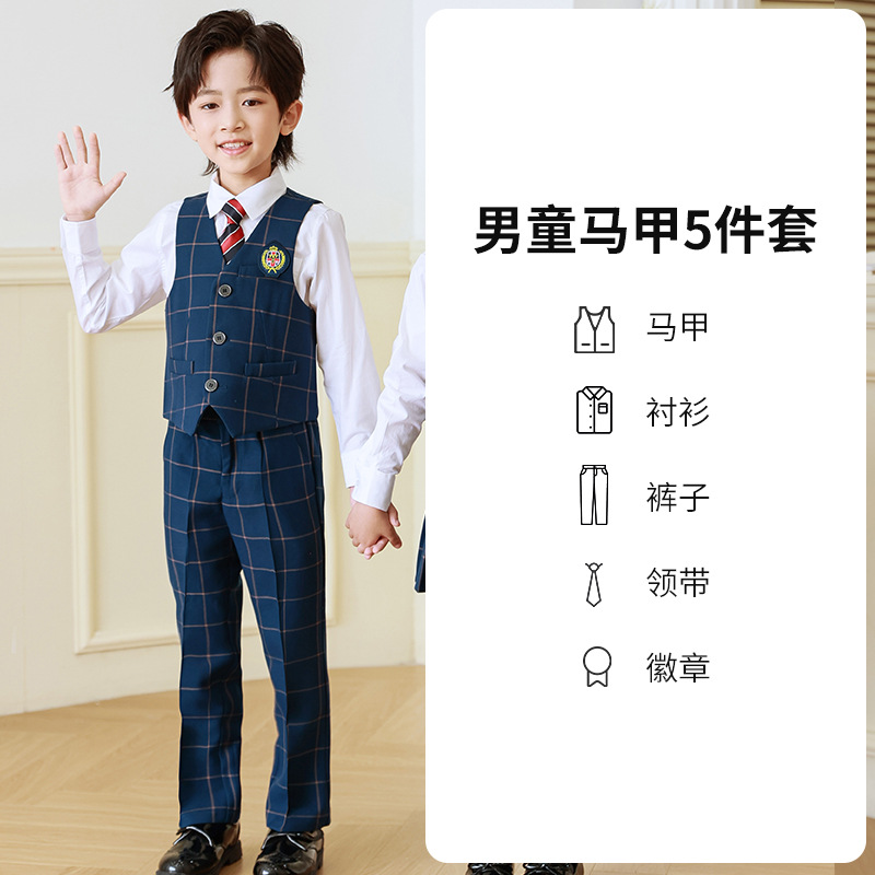 Jardín de Infantes ropa de jardín de verano de algodón puro uniforme escolar estudiante de la escuela primaria estilo británico ropa de clase estilo universitario graduación foto 61 traje de rendimiento