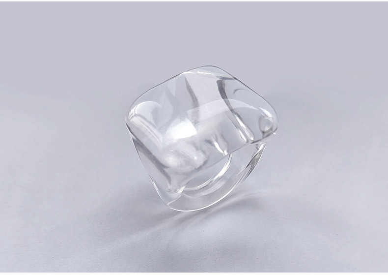 European And American New Acrylic Clear Large Square Transparent Ring display picture 3