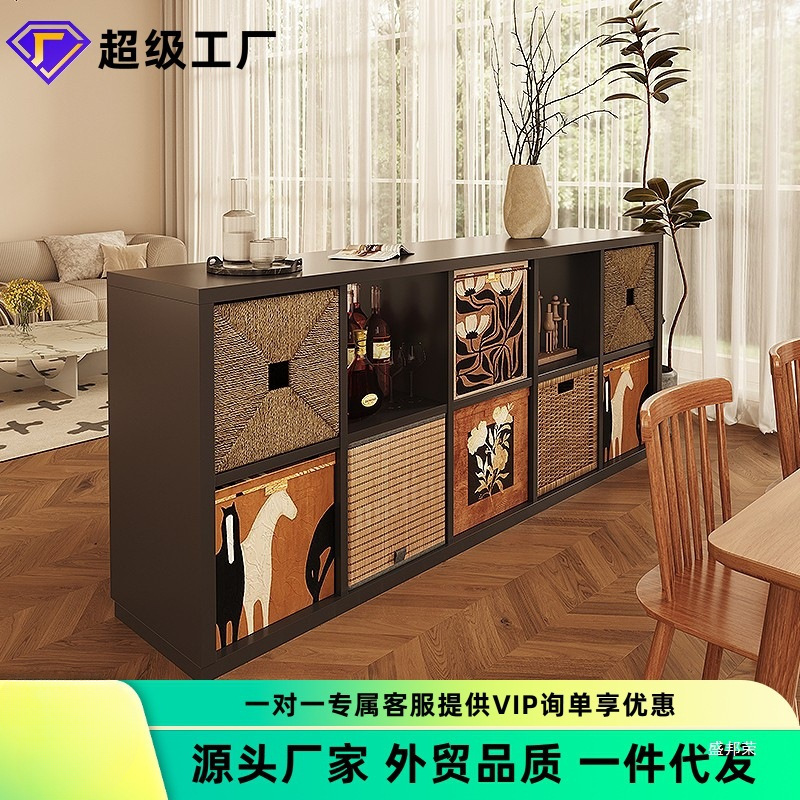 Black Kalek Plaid Cabinet Integrated Wall-Mounted Eight-Compartment Cabinet Bookcase Storage Cabinet Bedroom Cabinet Bedside Cabinet Storage Cabinet