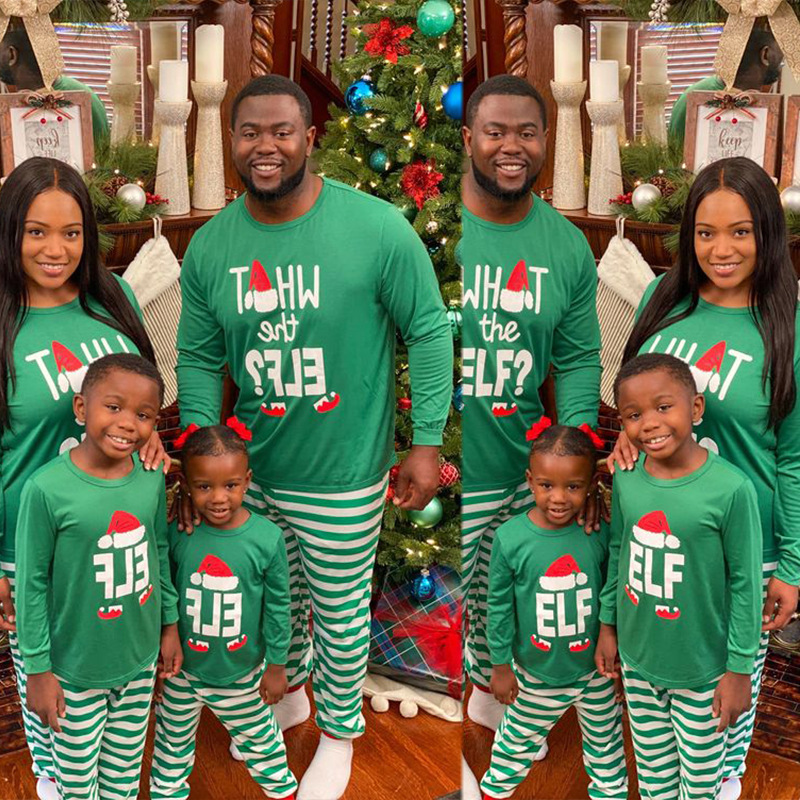 New Christmas Print Round Neck Long Sleeve Fashion Casual Parent child Set Pajamas Women_voghion.com