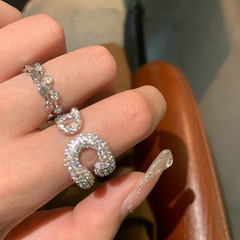 日系氣質輕奢微鑲鋯石開口戒指個性網紅重工高級感小眾設計食指環