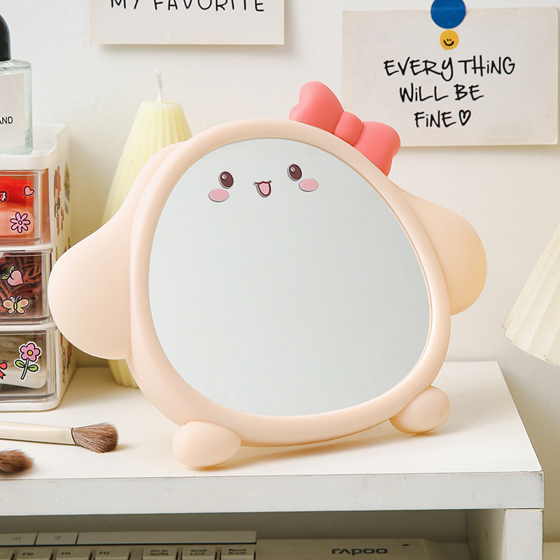 Espejo de maquillaje de plástico bonito para colocar en la mesa, espejo de escritorio montado en la pared, espejo de tocador para uso doméstico, espejo de princesa para dormitorio.