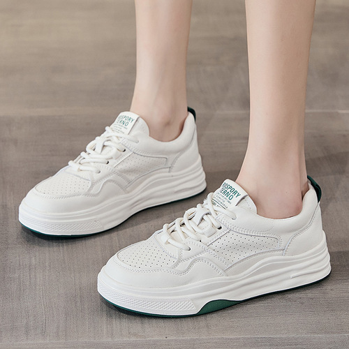 Genuine leather white shoes for women, soft-soled driving shoes, Korean version, sports and leisure, versatile genuine leather trendy brand flat shoes
