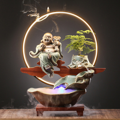 新中式大型流水喷泉风水招财办公室客厅装饰开业乔迁送礼创意摆件|ms