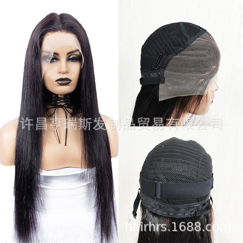 Factory Direct cross-border wig European and American women's real human hair 13x4 front lace glue-free head cover Glueless wig Factory Direct cross-border wig European and American women's real human hair 13x4 front lace glue-free head cover Glueless wig