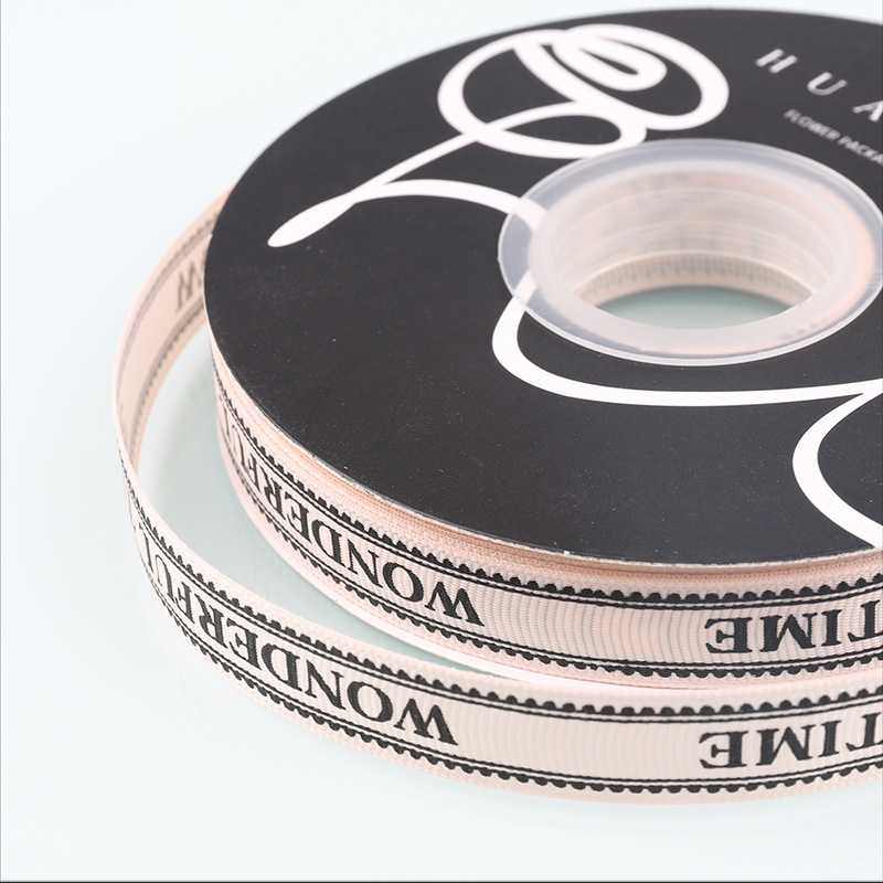 Cintas personalizadas logotipo impreso exclusivo floral poliéster cinta de algodón envasado floral arco cinta personalizada