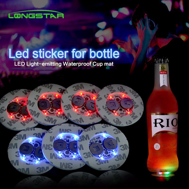 实力工厂现货直销发光杯垫七彩酒吧地摊闪光气氛道具LED发光杯贴