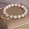 Brand fashionable crystal bracelet, jewelry from pearl, Korean style, cat's eye, micro incrustation, wholesale