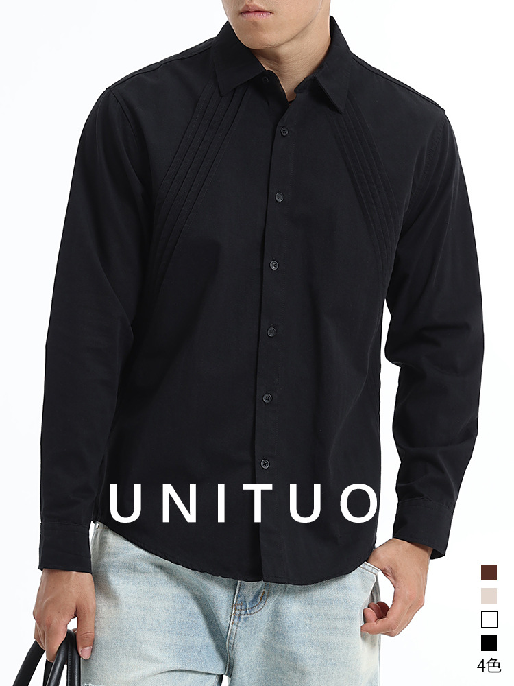 Hombres de otoño nueva camisa de solapa de manga larga hombre camisa de algodón de alta calidad casual chaqueta para hombre