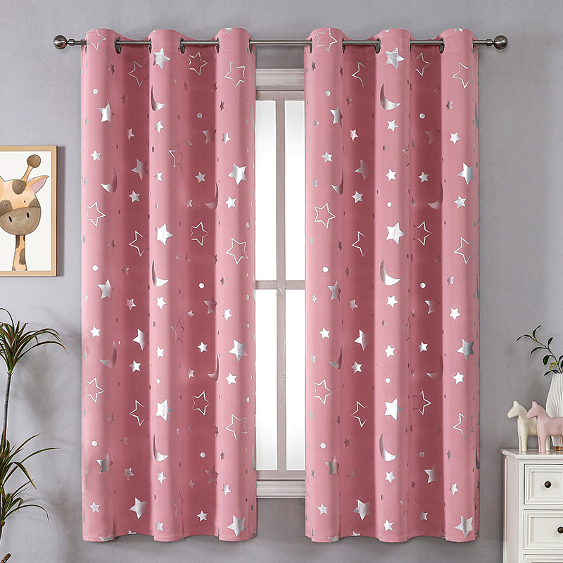 Transfronterizo Amazon comercio exterior cortinas opacas productos terminados plata caliente estrella luna dormitorio sala de estar tela de cortina perforada venta directa de fábrica
