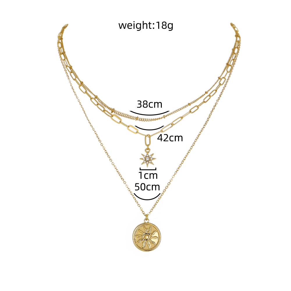 Nihaojewelry Fashion Sunflower Round Tag Multi-layer Necklace Wholesale Jewelry display picture 1
