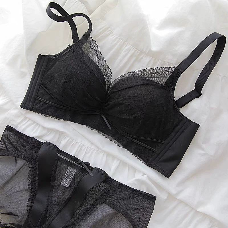 Underwear, push up bra, lace wireless bra, set