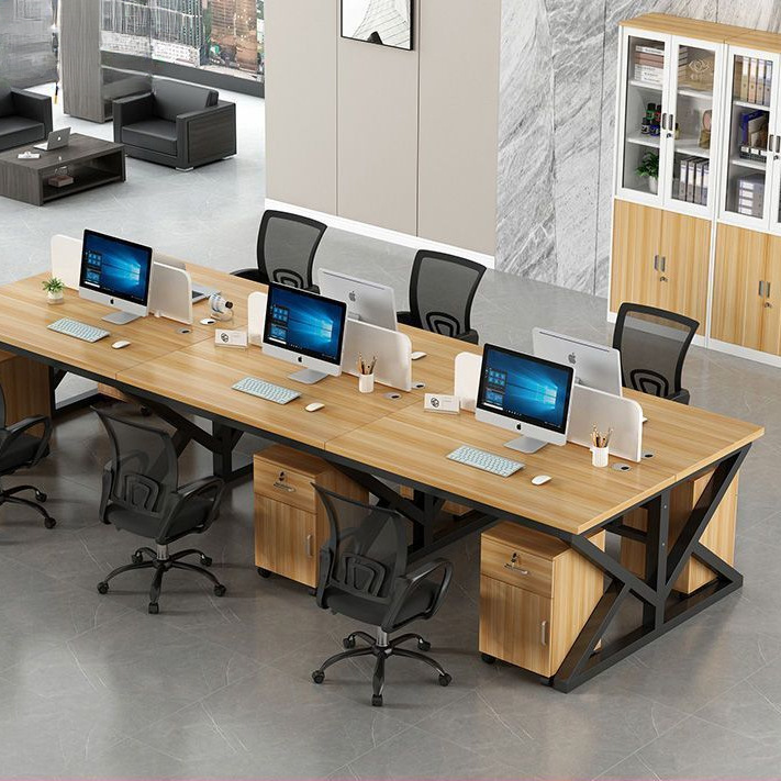 Staff Office Desk and Chair Set, Office Computer Desk, Simple Modern Four-Six Person Workstation with Partition, Employee Workstation