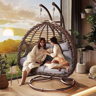 Courtyard Outdoor Swing Home Bird's Nest Balcony Indoor Double Hanging Basket Rocking Chair Cradle Hammock Rattan Chair Hanging Pile