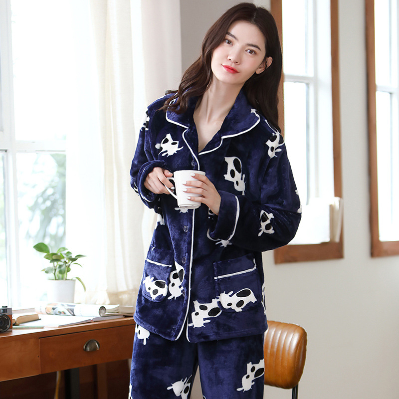 [Rebaja: 50% de Descuento] Conjunto de Pijama de Franela para Mujer, Conjunto de Pijama Estampado de Franela, Cálido y Acogedor