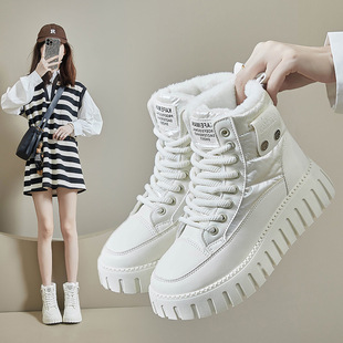 Velvet High-Top Snow Boots for Women 2024 Winter New Student Ins K-Style Warm Casual Shoes Cotton Shoes Zy12297