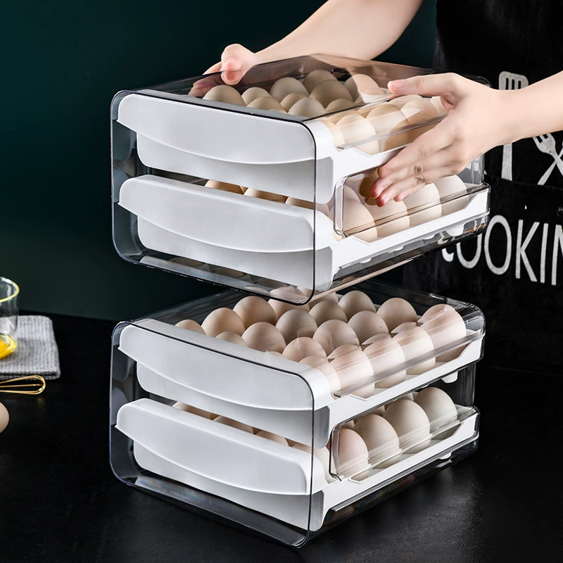 Egg storage drawer food-grade plastic egg rack kitchen multi-layer shelf fresh-keeping box refrigerator fresh-keeping storage box