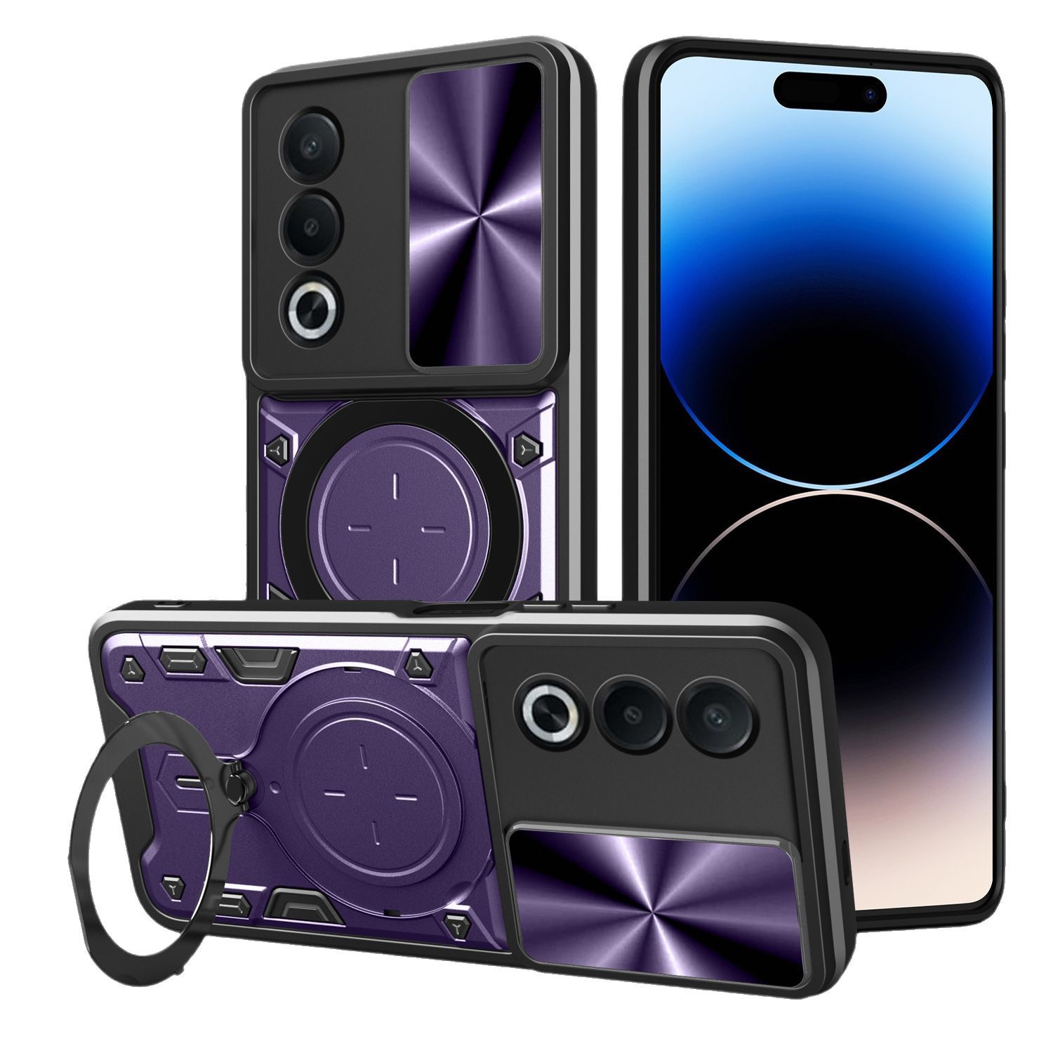 Casas de diseño CD OP A3 PRO caja de teléfono celular resistente a la caída absorción magnética + ventana de empuje lente protectora cubierta de teléfono celular