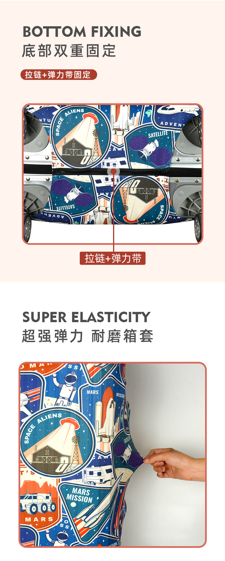 牛奶丝行李箱保护套旅游箱套印花旅行箱套加厚弹力箱包套拉杆箱